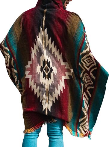 Adult Ponchos with Hood – Alpaca Wool Poncho Men – Cowboy Poncho for Men – Handmade Andean Gaban – Mexican Style Design in Kuwait