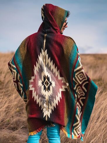 Adult Ponchos with Hood – Alpaca Wool Poncho Men – Cowboy Poncho for Men – Handmade Andean Gaban – Mexican Style Design in Kuwait