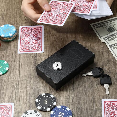 1 Pack Metal Box for Gamblers Pocket Sized Winner Bank Gambling Casino Cash Box with 2 Keys Portable Casino Money Safe strongbox for Cash Saving Go Home Money Gambling Gifts(Gray) in Kuwait