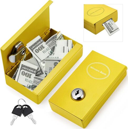 1 Pack Metal Box for Gamblers Pocket Sized Winner Bank Gambling Casino Cash Box with 2 Keys Portable Casino Money Safe strongbox for Cash Saving Go Home Money Gambling Gifts(Gray) in Kuwait