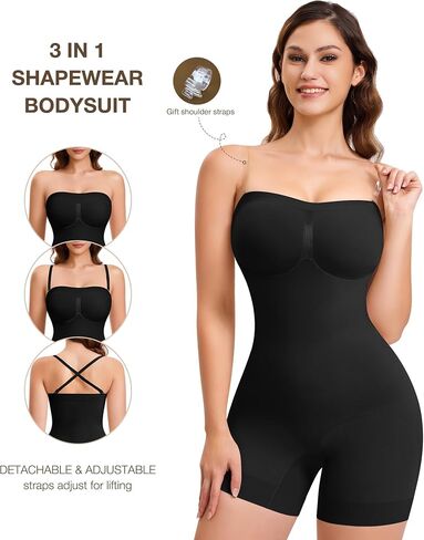 CtriLady Strapless Shapewear Bodysuit for Women Tummy Control Shapewear Seamless Full Body Shaper with Removable Straps in Saudi Arabia