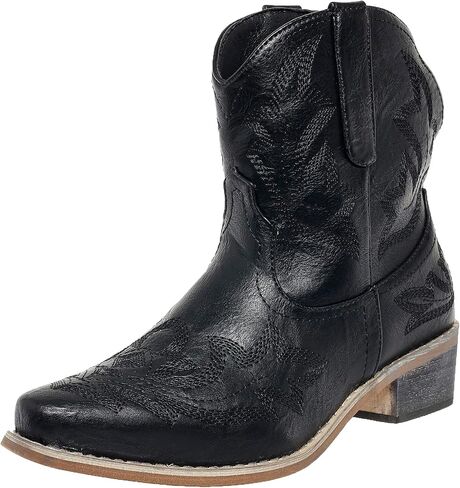 Women's Cowboy Cowgirl Boots Ankle Western Short Booties | Pointed Toe, Low Chunky Heel, Embroidered, Fashion Classic Design, Great for Country Concert Music Festivals Theme Party in Kuwait