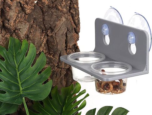 Crested Gecko Feeding Ledge with 10PCS Gecko Food Water Dish - Black in Kuwait