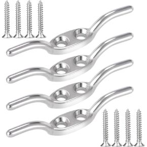 4 Pack 2-1/2 Boat Dock Cleats with 8pcs Mounting Screws, Heavy Duty 316 Stainless Steel Marine Rope Kayak Cleats Hook for Flagpole Cabinet Handles Towel Blinds Ceiling Fans