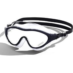 COPOZZ Wide View Swim Goggles, Comfy Swimming Goggles for Adult Men Women Youth, Anti-fog No Leaking UV Protection