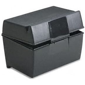 Plastic Index Card Flip Top File Box Holds 300 3 x 5 Cards, Matte Black, Sold as 1 Each