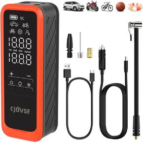 Tire Inflator Portable Air Compressor, 2X Fast Car Air Pump 160PSI Cordless/DC 12V Dual Power with Digital Pressure Gauge/LED Light Tire Pump for Car Tires Motorcycle Bicycle Ball Swimming Ring