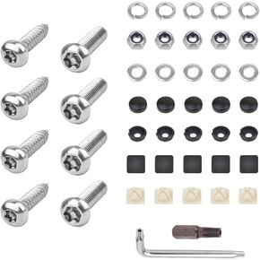 20 PCS License Plate Screws Kits, Anti Theft License Plate Screws, Tamper Resistant Mounting Hardware, for Front Rear Frame Holder Mounting (Black)