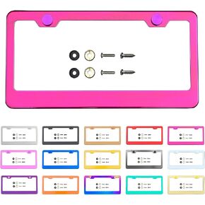 License Plate Frame Solar Orange Powder Coated Universal Fit Aluminum Screw On Cap Cover, T304 Stainless Steel, Rust Proof Weather Proof Stainless Steel Screws (Qty: 1 Frame) in Kuwait