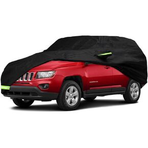 YIXIN Waterproof Car Cover for 2007-2023 Jeep Compass Car Cover 210T Covers Custom Fit 100% Waterproof Windproof Strap & Single Door Zipper (Black-for 2007-2023 Jeep Compass)