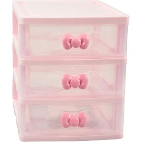 Girls Cute Lovely Color Storage Box Desktop Organizer Bathroom Bedroom Jewelry Storage Box For Storing Small Items (4 layers transparent pink)
