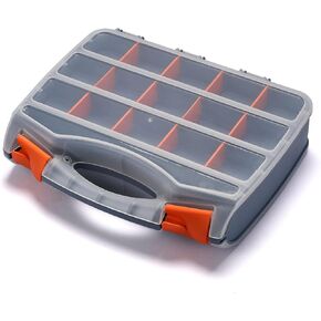 MIXPOWER 34-Compartments Double Sided Organizer with Impact Resistant Polymer and Customized Removable Plastic Dividers, Storage and Carry, Black/Orange