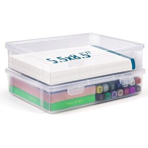 Vowcarol Storage Boxes for 5in x 8in Legal Pads, Washi Tape Organizer, A5 Paper Storage Bin, 5 x 8 Inches Index Card Box- 2 Pack