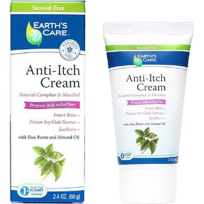 Earth's Care Anti Itch Cream - Extra Strength Bug Bite Itch Relief - Soothes Sunburns, Rashes and Minor Skin Irritation 1 OZ.