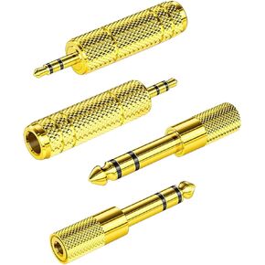 3.5mm to 1/4 Adapter and 1/4" to 1/8" Female Jack Audio Adapter 1/4 to 3.5mm Stereo Audio Adapter Jack Plug for Headphone （4pack）