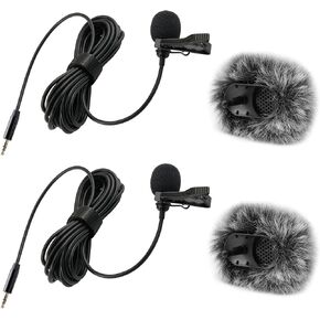 Lavalier Mic for DJI Mic 2 Transmitter/OSMO Pocket 3 External Lav Microphone with 5ft Cable and Windscreen, 2-Pack