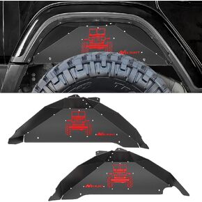 Nilight Rear Inner Fender Liners Steel Wheel Cover Fit for 2007-2018 Wrangler JK JKU 4WD (4-Door/2-Door) Unlimited Bolt-on Style Fender Flares Splash Guards,2 Years Warranty