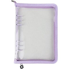 A6 Binder Cover Refillable 6 Ring Notebook Binder Clear Soft PVC Zipper Binders Folder for 6 Hole Filler Paper Personal File Organizer Planner(Black Zipper Closure)