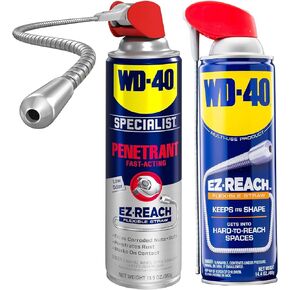 WD-40 Original Formula with 8-inch EZ-Reach Flexible Straw 14.4 OZ and WD-40 Specialist Penetrant with 8-inch EZ-Reach Flexible Straw 13.5 OZ, Combo 2-Pack with EZ-Reach Flexible Straw