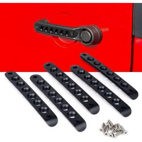 Xprite 3PCS Brushed Aluminum Side Door Handle Inserts & Cover Trim for 2007-2018 Jeep Wrangler JK JKU Sahara Rubicon 2 Door - Durable, Stylish Black Exterior Decoration