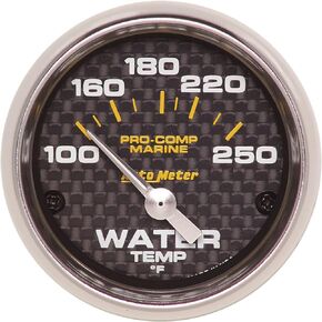 Auto Meter 200762-40 Gauge Water Temp (Marine Carbon Fiber 2 1/16", 100-250ºf, Electric, Marine Carbon Fiber)
