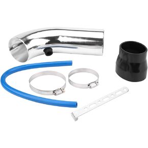 Air Intake Hose, Aluminum Alloy 76mm/3inch Universal Car Cold Air Intake Pipe Tube Hose Kit Filter System(Silver)