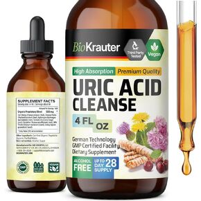 Uric Acid Support Tincture - Natural Kidney Health Supplement w/Tart Cherry, Milk Thistle, Turmeric Organic Herbal Liquid Extracts - Uric Acid Flush and Joint Support - Vegan Drops 4 Fl.Oz.