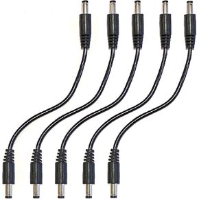 5 Pack DC 12 Volt 9 Volt and More Power Adapter Male to Male 6 Inch Patch Cable 2.1mm x 5.5mm
