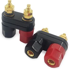 2Pcs Banana Plug Jack 2-Way Gold Plated Terminal Binding Post Power Amplifier Insulated
