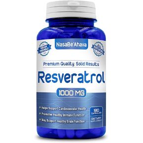 NASA Beahava 100% Pure Resveratrol - 1000mg Per Serving Max Strength (180 Capsules) Antioxidant Supplement Extract, Natural Trans-Resveratrol Pills for Heart Health & Weight Loss