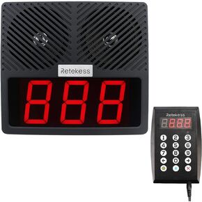 Retekess TD101 Queue Calling System,Take A Number System, Larger LCD Screen,8 Broadcast Types,Waiting Number System for Restaurant, Hospital,Bank(1 Display +1 Numeric Keypad)