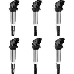 ENA Set of 6 Ignition Coil Pack Compatible with BMW 128i 135i 323i 325i 330i 335i 525i 528i 550i 650i M5 M6 X3 X5 X6 Z4 Z8 2.5L 3.0L 4.4L 6.0L Replacement for 12137550012 UF667