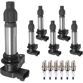 Ignition Coil Pack Spark Plugs Set of 6 fit for V6 3.0 3.6 GMC Acadia Terrain, Chevy Impala Malibu Camaro Traverse, Cadillac CTS SRX STS, Buick Enclave LaCrosse, Pontiac Saturn Outlook Vue, UF569