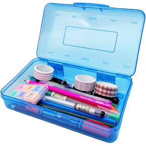 Plastic Translucent Pencil Box,Pencil Cases with Snap-Tight Lid for Pens, Pencils, School Supplies,Office Supplies, 1 Pack