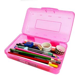 Plastic Translucent Pencil Box,Pencil Cases with Snap-Tight Lid for Pens, Pencils, School Supplies,Office Supplies, 1 Pack