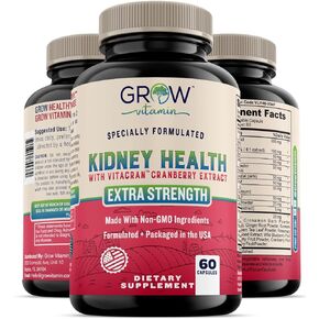 Premium Kidney Cleanse Supplement – Powerful Kidney Support Formula with Cranberry Extract Helps Support Healthy Kidneys & Urinary Tract Support– 60 Vegetarian Capsules
