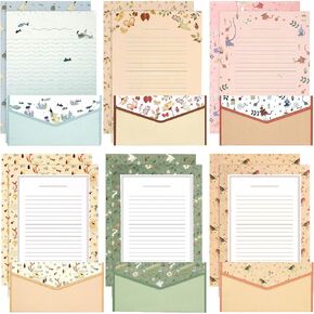 Stationery Writing Paper with Envelopes, Sweet Floral Style Lined Stationary Paper，36 PCS Letter Writing Paper with 18 PCS Envelopes, for Invitations Gifts Holiday Wishes