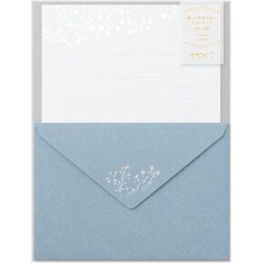 Midori 86508006 Letter Set Foil Stamped Envelopes, Haze Grass Pattern