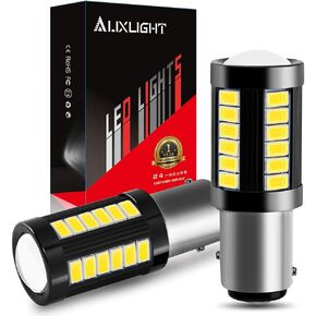 AUXLIGHT 1157 2057 2357 7528 BAY15D 1400 Lumens Super Bright Low Power LED Light Bulbs Replacements for Turn Signal Blinker Parking Lights and Side Marker Lights, Amber Yellow (Pack of 2)