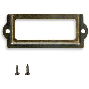 30 Pcs Antique Label Holder, 3.3 Inch Long Metal Office File Cabinet Shelves Drawer Name Card Label Holder Frames with Screws (Bronze)