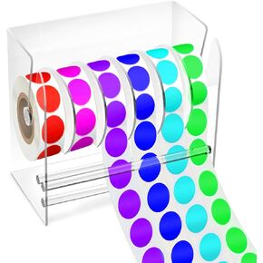 Label Holder Adjustable Label Dispenser, Wjiang Acrylic Sticker Dispenser Sticker Holder for Rolls Thermal Printer Labels Holder Shipping Supplies Desktop Printer Suppliesfor Home Office(6 Disks) in Kuwait