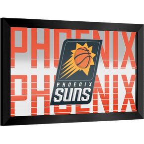 Trademark Global Wall Mirror - Ready-to-Hang Phoenix Suns City Black Framed Rectangle Mirror - for Pub, Game Room, Garage or Home Bar