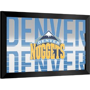 Trademark Global Wall Mirror - Ready-to-Hang Denver Nuggets City Black Framed Rectangle Mirror - for Pub, Game Room, Garage or Home Bar