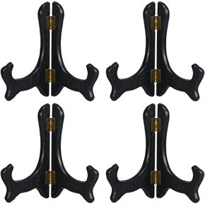 Art Living Black 5 Inch Wood-Like Easels Plate Stand Holder Display Stands Picture Frame Stand-Set of 4