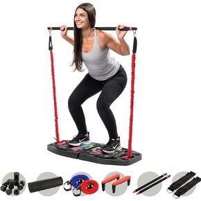 Lifepro Portable Home Gym with Push Up Training Board for Full Body Workouts - Christmas Gifts Push Up Rack Board with 4 Resistance Bands - home workout kit Platform for Home Workouts