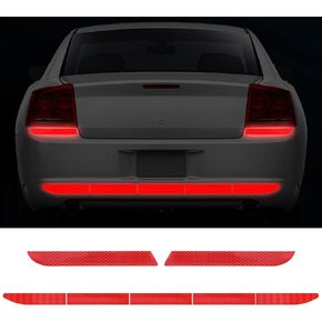 7 Pcs Auto Strong Reflective Stickers Includes Car Bumper Reflective Stickers Car Trunk Reflective Stickers Night Visibility Reflective Decal Waterproof Self Adhesive Stickers for Car Safety (Red)