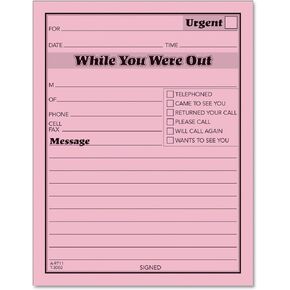 TOPS While You Were Out One-Sided Note Pads, 4.25 x 5.5 Inches, Pink, 50 Sheets per Pad, 12 Pads per Pack (3002P)
