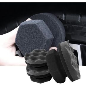 3 PCS Handheld Car Tire Waxing Sponge, 3.14" High Density Wave Tire Waxing Cleaning Sponge, Reusable Waxing Cotton, Suitable for Most Car Models (Gray)