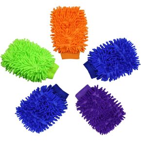 5 Pcs Premium Chenille Microfiber Car Wash Glove, Double Sided Scratch-Free Car Wash Mitt, Soft Car Wash Sponge, Microfiber Wash Mitt for Car Cleaning