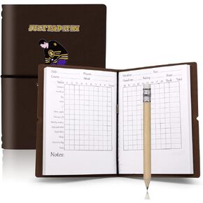 Leather Golf Scorecard Book Golf Yardage Book for Practice Stats and Round Logging - Golf Scorecard Book with Golf Score Cards Pages with Small Golf Pencil, Golf Terminology & Game Formats